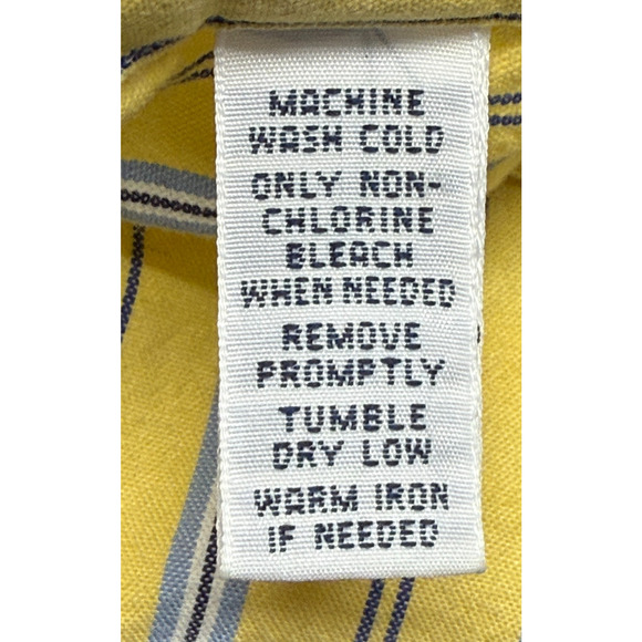 Ralph Lauren Shirt Mens Large Yellow Blue Striped Custom Fit Long Sleeve Preppy - Picture 8 of 10